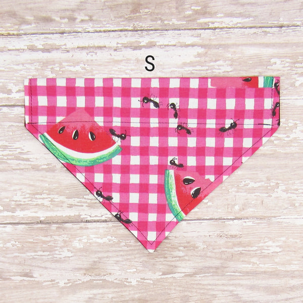 Watermelon Picnic Plaid Pet Bandana- Fits Over Collar 4 Sizes Available