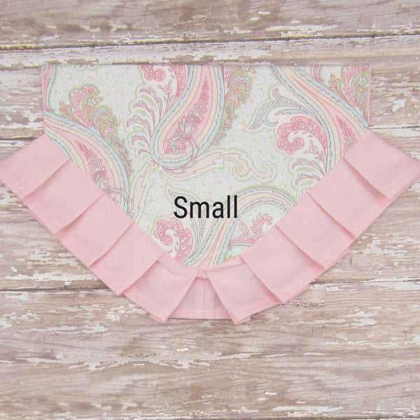 Pastel Paisley W/Ruffle Pet Bandana- Fits Over Collar 4 Sizes Available
