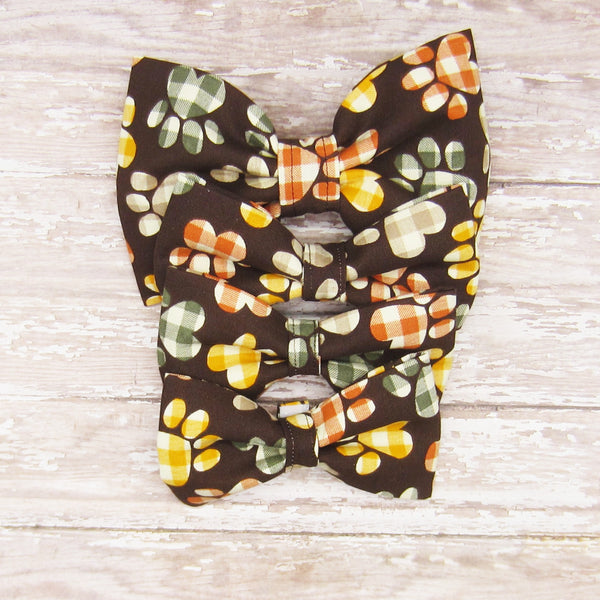 Fall Paw Prints Pet Bow Tie or Sailor Bow-4 Sizes Available