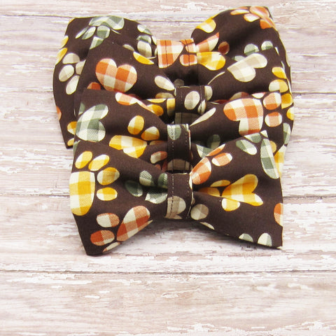 Fall Paw Prints Pet Bow Tie or Sailor Bow-4 Sizes Available