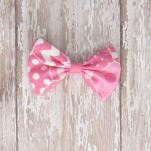 Dog Hair Bow in Pink, Red, Orange & Peach Fabrics. - Hold It!