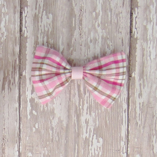 Dog Hair Bow in Pink, Red, Orange & Peach Fabrics. - Hold It!