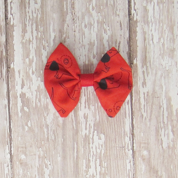 Dog Hair Bow in Pink, Red, Orange & Peach Fabrics. - Hold It!