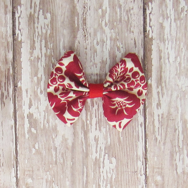 Dog Hair Bow in Pink, Red, Orange & Peach Fabrics. - Hold It!