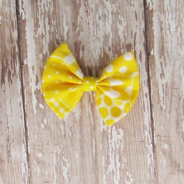 Dog Hair Bow in Yellow & Green Fabrics