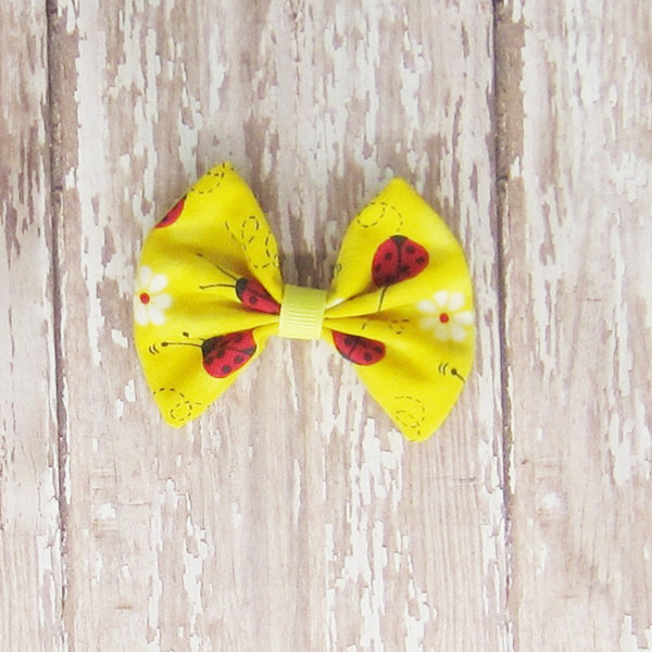 Dog Hair Bow in Yellow & Green Fabrics