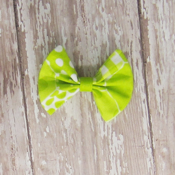 Dog Hair Bow in Yellow & Green Fabrics