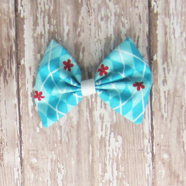 Dog Hair Bow in Blue Fabrics - Hold It!