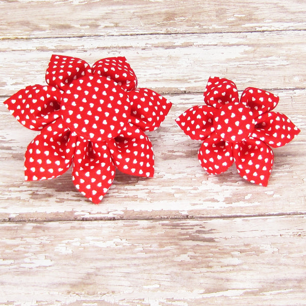 Red & White Mini Hearts Flower For Pet Collar-4 Sizes - Hold It!