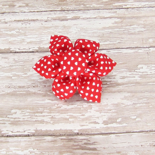 Red & White Mini Hearts Flower For Pet Collar-4 Sizes - Hold It!
