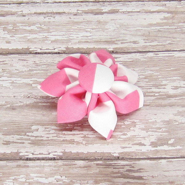 Hot Pink ChevronFlower For Pet Collar-4 Sizes - Hold It!