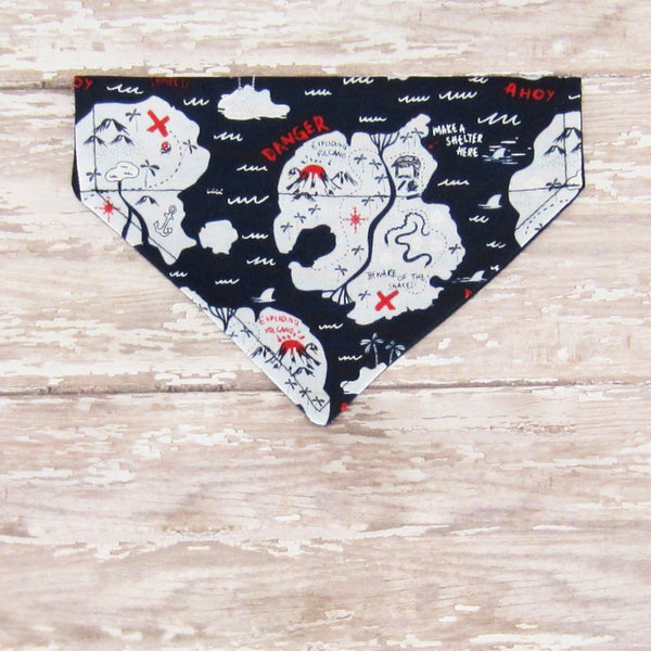 Pirate Treasure Map Pet Bandana- Fits Over Collar 4 Sizes Available (Copy) - Hold It!
