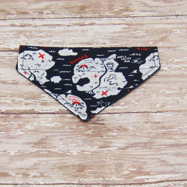 Pirate Treasure Map Pet Bandana- Fits Over Collar 4 Sizes Available (Copy) - Hold It!