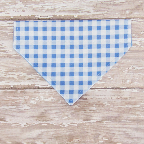 Pastel Blue Buffalo Plaid Pet Bandana- Fits Over Collar 4 Sizes Available - Hold It!