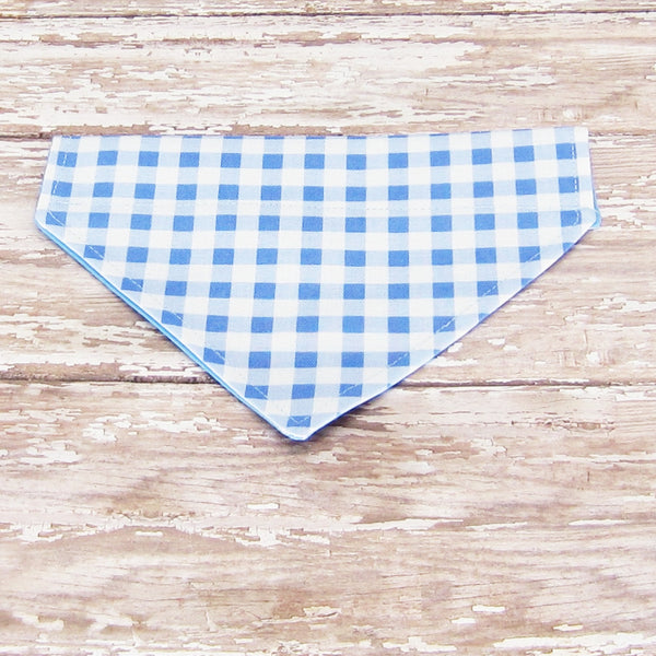 Pastel Blue Buffalo Plaid Pet Bandana- Fits Over Collar 4 Sizes Available - Hold It!