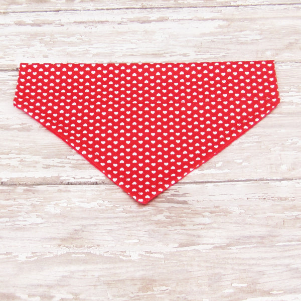 Red Hearts Polka Dot Pet Bandana- Fits Over Collar 4 Sizes Available - Hold It!