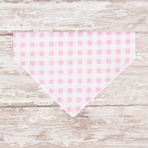 Pink Buffalo Plaid Pet Bandana- Fits Over Collar 4 Sizes Available - Hold It!