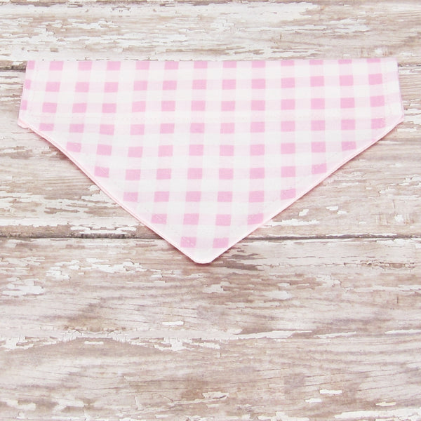 Pink Buffalo Plaid Pet Bandana- Fits Over Collar 4 Sizes Available - Hold It!
