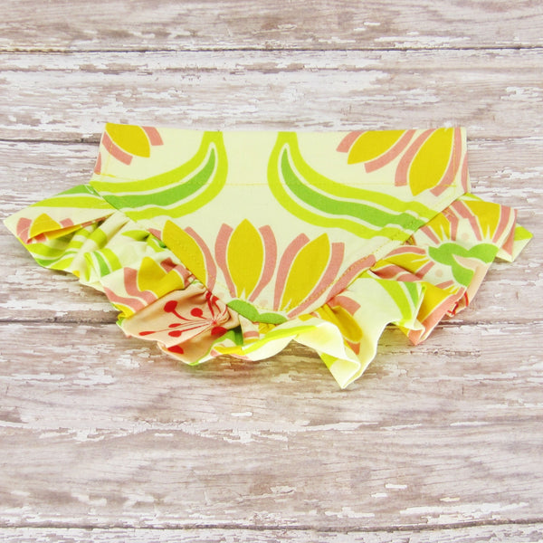 Yellow Daisy Ruffled Dog Pet Bandana- Fits Over Collar 4 Sizes Available - Hold It!