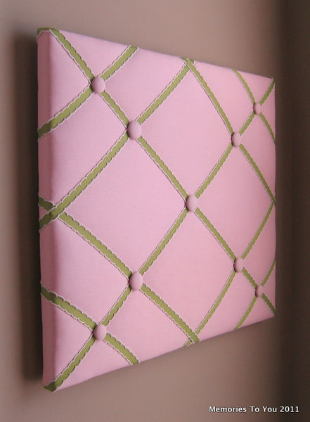 16"x20" Memory Board or Bow Holder-Pink & Lemongrass Green