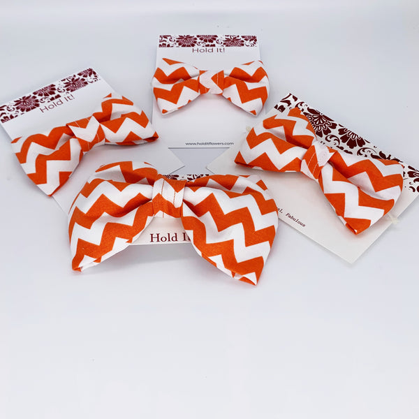 Orange Chevron Pet Bow Tie or Sailor Bow-4 Sizes Available