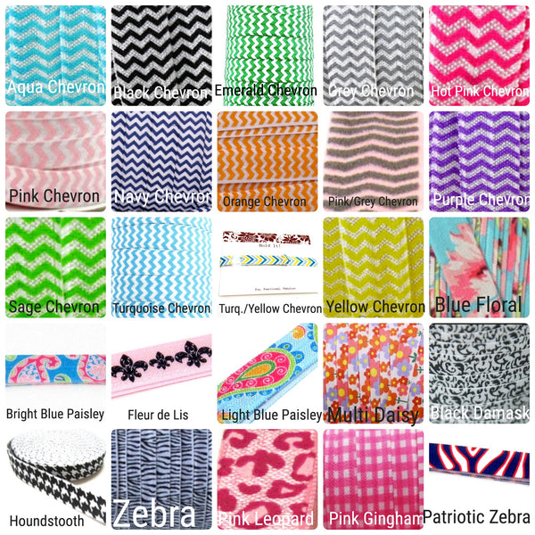 3 or 5 Yards Fold Over Elastic Over 70 Colors