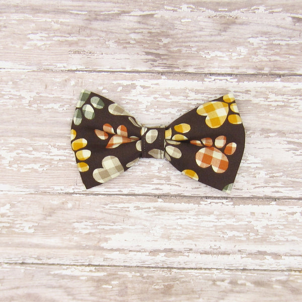 Fall Paw Prints Pet Bow Tie or Sailor Bow-4 Sizes Available