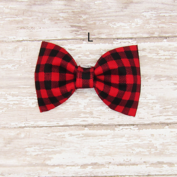 Red Buffalo Plaid Pet Bow Tie or Sailor Bow-4 Sizes Available