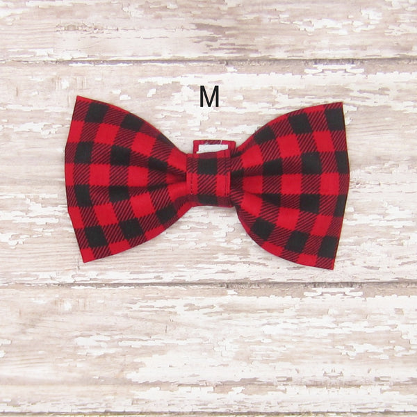 Red Buffalo Plaid Pet Bow Tie or Sailor Bow-4 Sizes Available