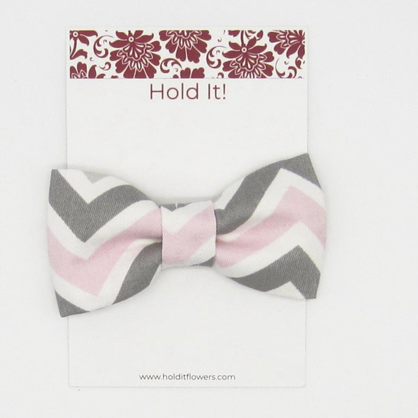 Pink & Grey Chevon Pet Bow Tie or Sailor Bow-4 Sizes Available