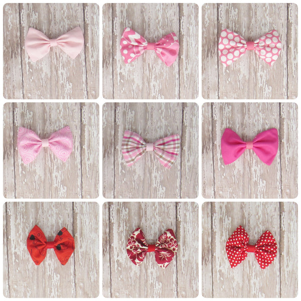 Dog Hair Bow in Pink, Red, Orange & Peach Fabrics. - Hold It!