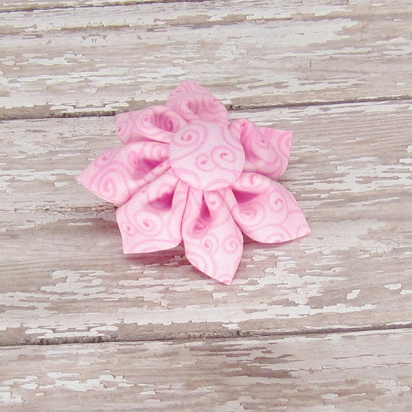 Pink Swirl Flower For Pet Collar-4 Sizes - Hold It!