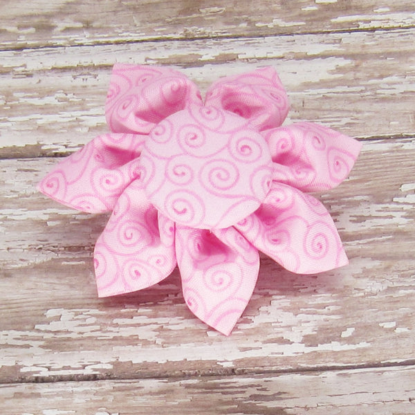 Pink Swirl Flower For Pet Collar-4 Sizes - Hold It!