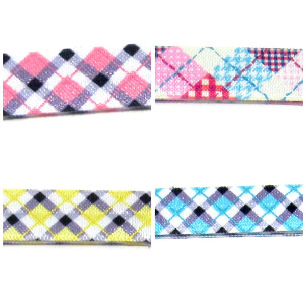 5 yards Tartan Plaid Fold Over Elastic