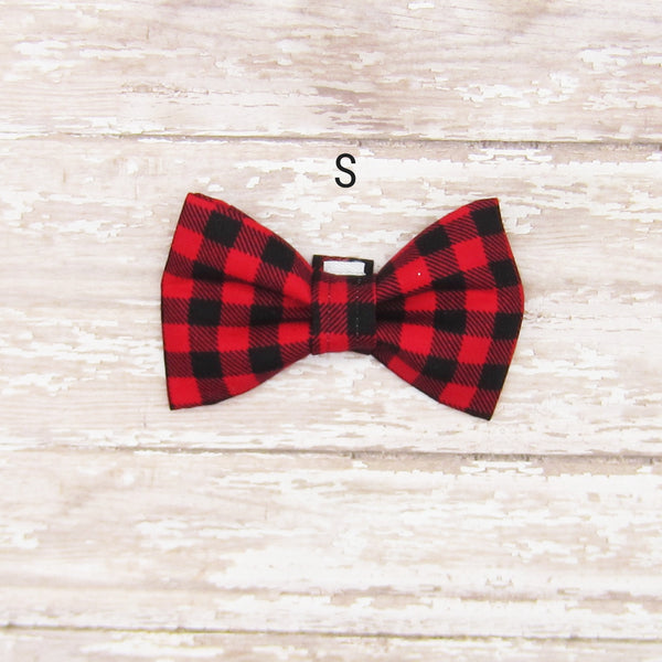 Red Buffalo Plaid Pet Bow Tie or Sailor Bow-4 Sizes Available
