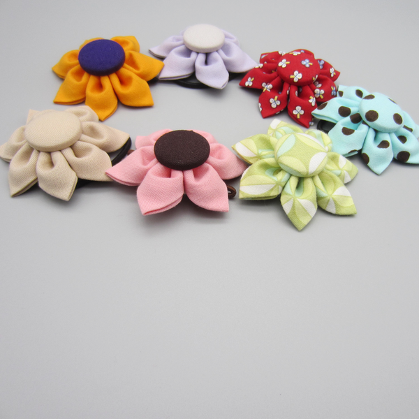 CLEARANCE! Lot of 7 Kanzashi Fabric Flower Ponytail Holders