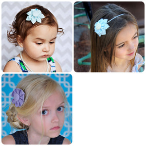 Clearance!  Kanzashi Fabric Flower Elastic Headband-Choose from 13 Different Sets