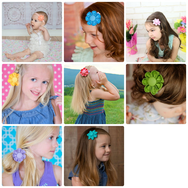 Kanzashi Fabric Flower Hair Clips - Choose from 11 Sets!