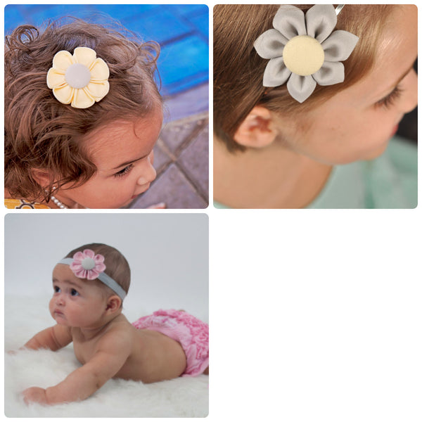 Clearance!  Kanzashi Fabric Flower Elastic Headband-Choose from 13 Different Sets