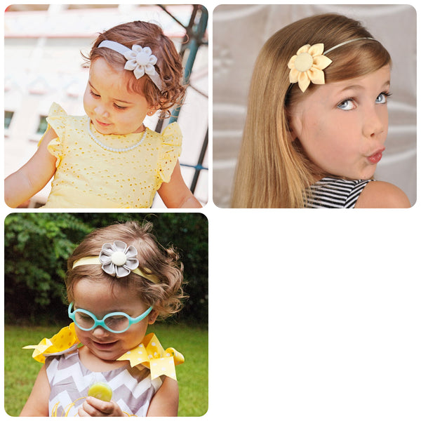 Clearance!  Kanzashi Fabric Flower Elastic Headband-Choose from 13 Different Sets