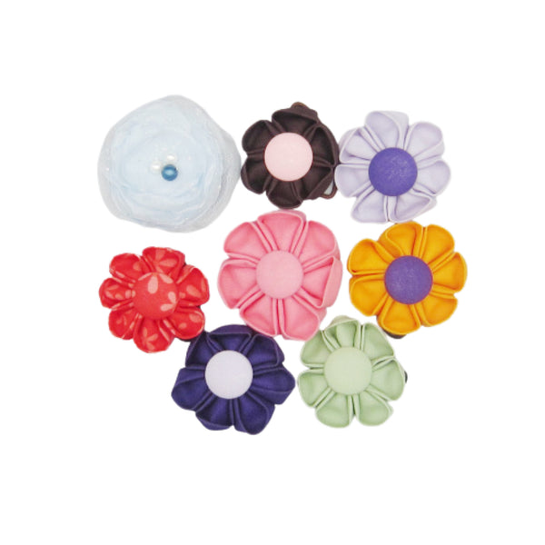 CLEARANCE! Lot of 8 Kanzashi Fabric Flower Ponytail Holders