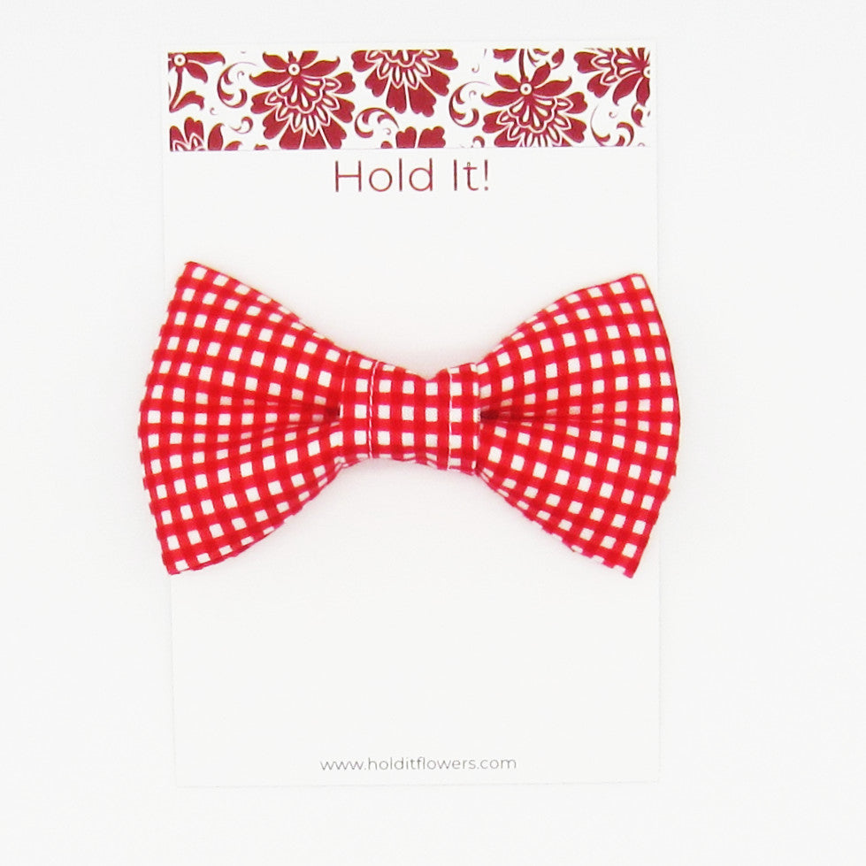 Red Gingham Pet Bow Tie or Sailor Bow-4 Sizes Available