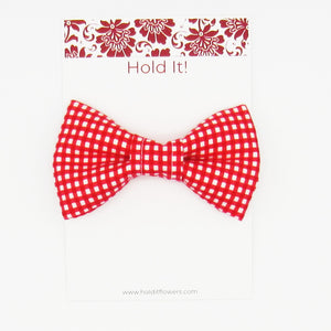 Red Gingham Pet Bow Tie or Sailor Bow-4 Sizes Available
