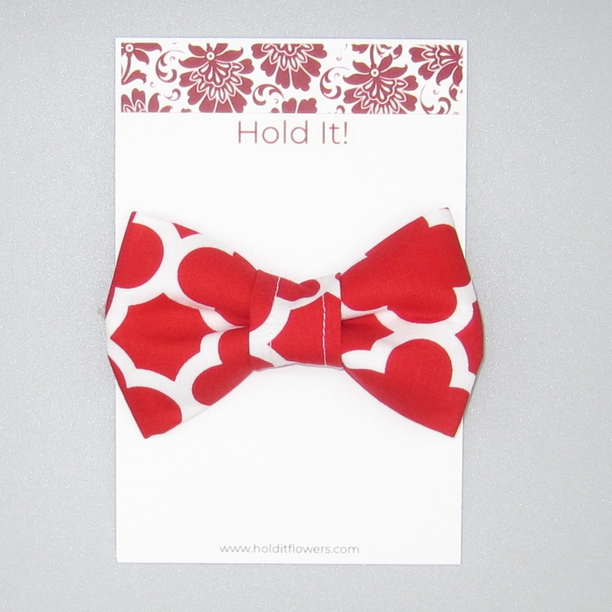 Red Quatrefoil Pet Bow Tie or Sailor Bow-4 Sizes Available
