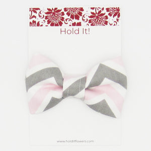 Pink & Grey Chevon Pet Bow Tie or Sailor Bow-4 Sizes Available