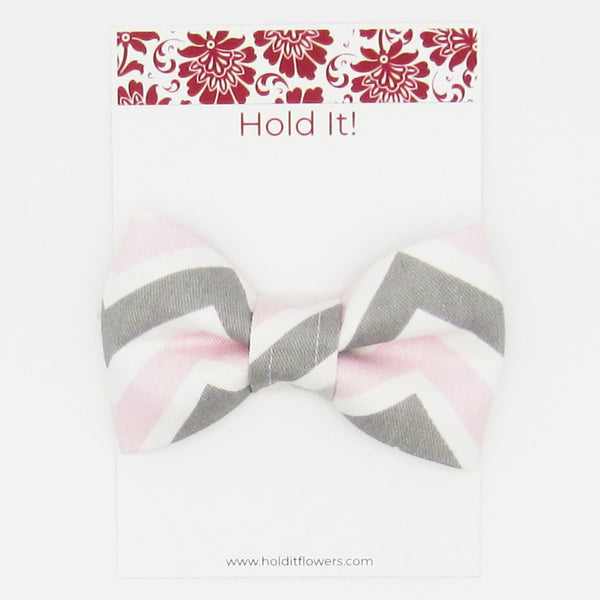 Pink & Grey Chevon Pet Bow Tie or Sailor Bow-4 Sizes Available