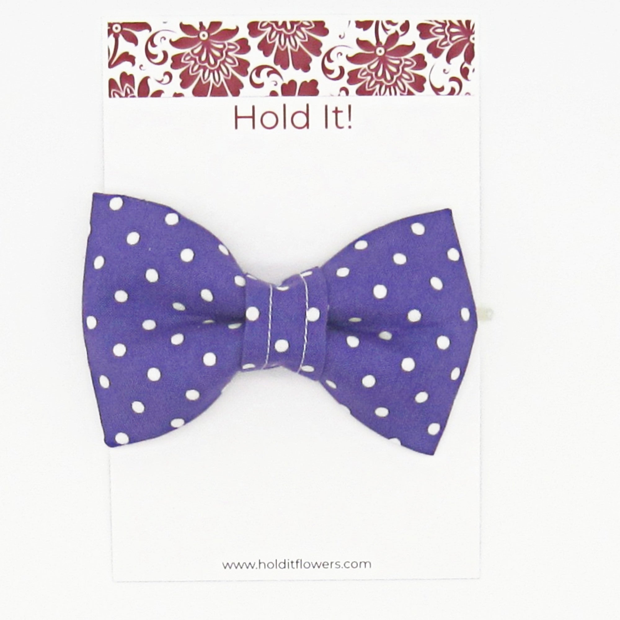 Purple Mini Polka Dot Pet Bow Tie or Sailor Bow-4 Sizes Available