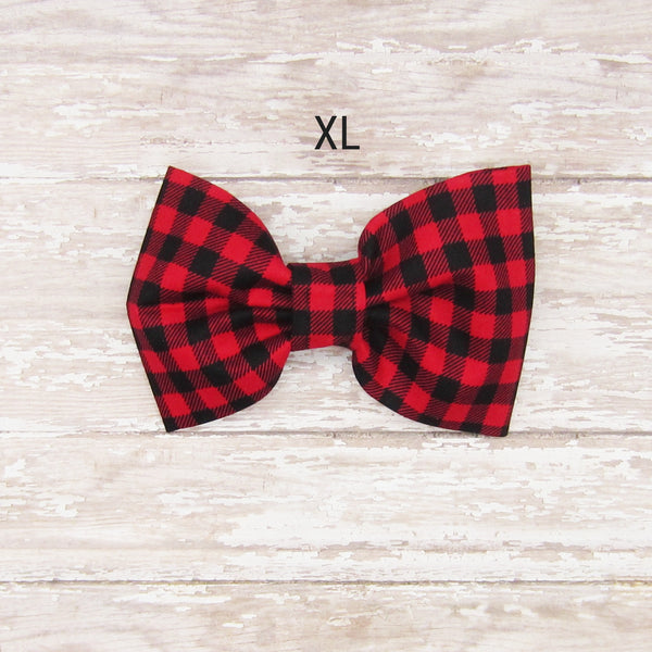 Red Buffalo Plaid Pet Bow Tie or Sailor Bow-4 Sizes Available