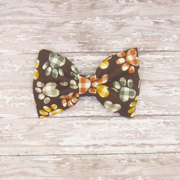 Fall Paw Prints Pet Bow Tie or Sailor Bow-4 Sizes Available
