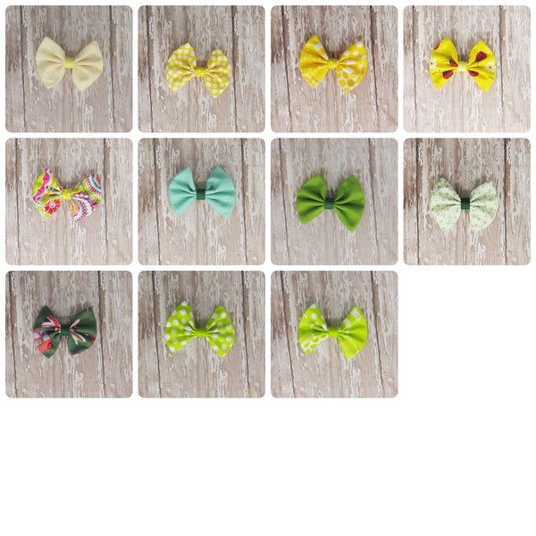Dog Hair Bow in Yellow & Green Fabrics
